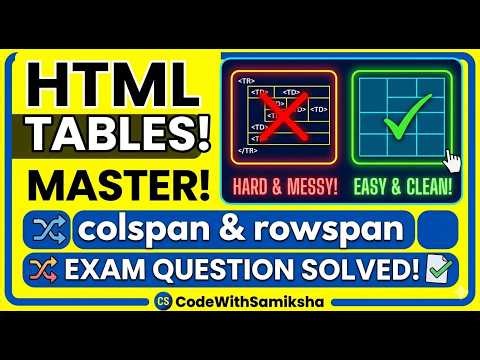 HTML Table Colspan and Rowspan | Solved Practical Exam Question | Hindi Tutorial | Tech