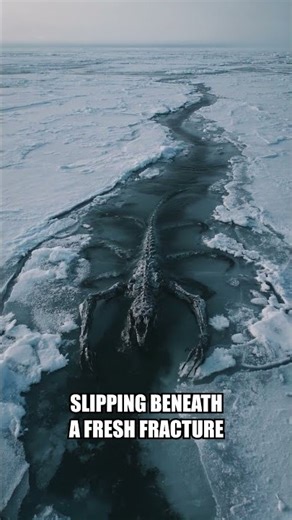 Drone Follows Enormous Shadow Diving Beneath Arctic Ice Crack