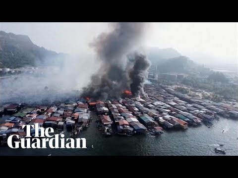 Drone footage shows fire that destroyed 1,000 homes in Malaysia