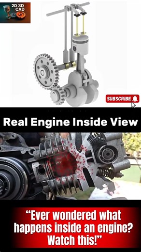 4 Stroke Engine Working Explained | Inside Engine Mechanism Animation + Real Cut View