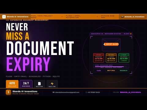 Document Expiry Reminder App That Sends Automatic Emails! 📄⏰ | Flask + SMTP Email Automation |Python