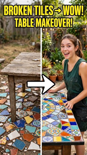 Turned Broken Tiles Into This! 😍#DIY #Upcycling #DIYProjects#shorts