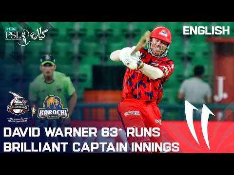 David Warner Fires 63 Runs | Match Winning Performance | Lahore vs Karachi | English |PSL 11 | MZB1K