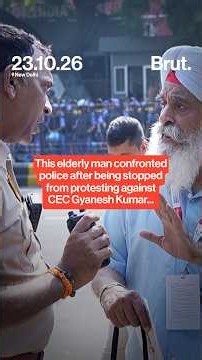 An elderly anti-SIR protester stood his ground as cops tried to stop him 👀