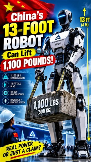 🤖 CHINA'S 13-FOOT ROBOT CAN REPORTEDLY LIFT 1,100 POUNDS! #robot #china #shorts