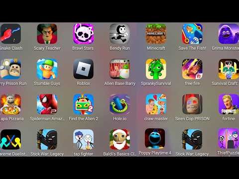 Roblox,Alien Base Barry,Papa Pizza's Pizzeria,Poppy Playtime 5,Draw Master,Save The Fish,Minecraft..