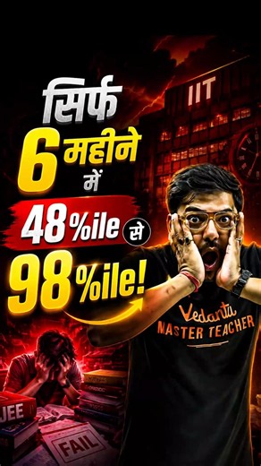😱 48%ile to 98%ile in Just 6 Months! #jee #jeemains #jee2027 #jeeexam #iitjee #motivation #shorts