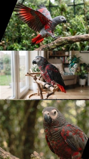 Red Factor African Grey Parrot 🦜 Habitat, Care & Facts #Shorts