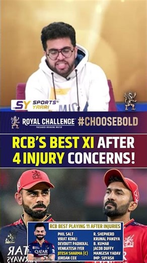 RCB BEST XI AFTER 4 INJURY CONCERNS! #rcb #ipl2026 #viratkohli #rajatpatidar #krunalpandya