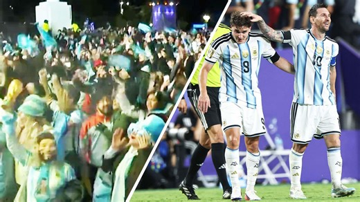 Argentina fans celebrate reaching the World Cup semifinals after beating Switzerland