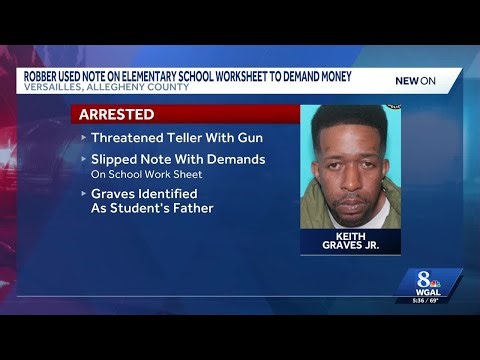 Pennsylvania man arrested for bank robbery using note on child’s school worksheet