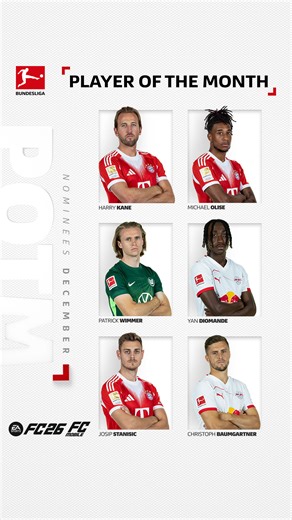 Time to choose the #BundesligaPOTM for December 💫 Make your pick here 😎👉 https://bundesligapotm.easports.com #Bundesliga | #FC26 | EA SPORTS FC | Bundesliga