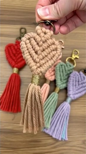 Macrame Heart Keychains #macrame #keychain