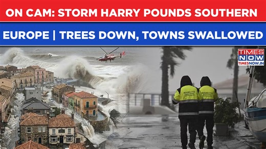 Storm Harry slams southern Europe! Trees crash, towns flood on camera—winds rip 150kmh! Rescue ops battle raging waters. How many trapped? Shocking live destruction footage. Watch the video to know more details. #TNOriginals #TimesNow | TIMES NOW