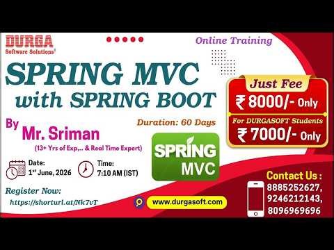 SPRING MVC with SPRING BOOT Online Training @ DURGASOFT