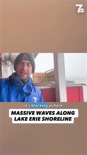 Massive waves along Lake Erie shoreline