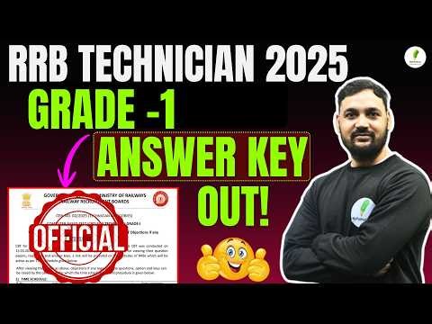 📢Big Update: RRB Tech Grade 1 Answer Key Official Notice Out!