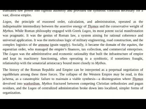 Between the Old Rome and the New Rome: The Complexification and Evolution of Thymos, Mythos, & Logos