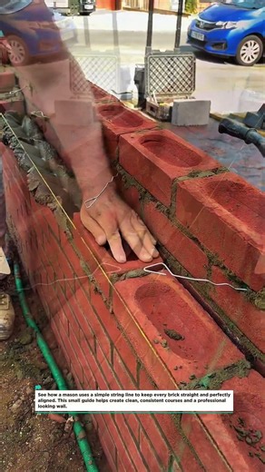 Perfect Brick Alignment with a Masonry String Line #Bricklaying #Masonry #Construction Techniques!!