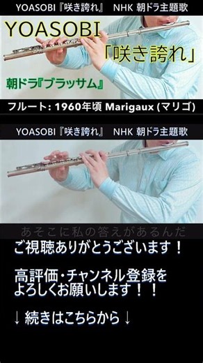【フルート】咲き誇れ / YOASOBI【NHK 連続テレビ小説『ブラッサム』主題歌】【朝ドラ】#Shorts #咲き誇れ #フルート #YOASOBI #flute #朝ドラ #ブラッサム