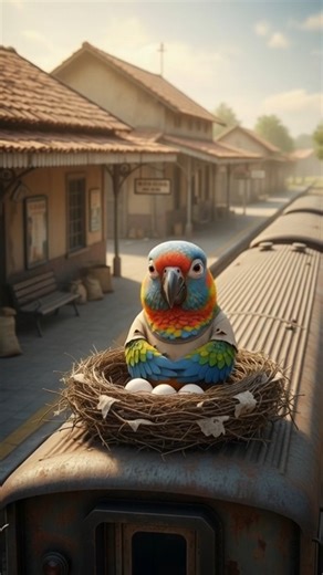 The story of a parrot making a nest on the train and laying lots of eggs #shorts #parrot #puppies