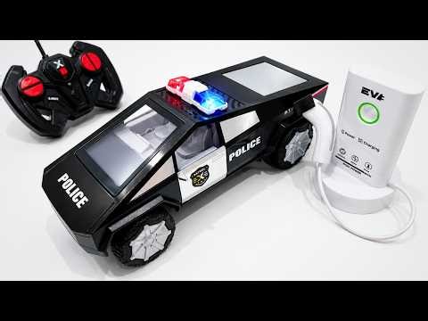 Unboxing RC Tesla Police Car Realistic Sounds | ASMR Video
