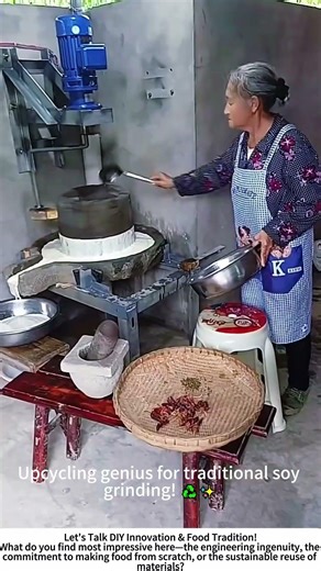 Homemade Efficiency: DIY Electric Stone Mill for Tofu Making ⚙️