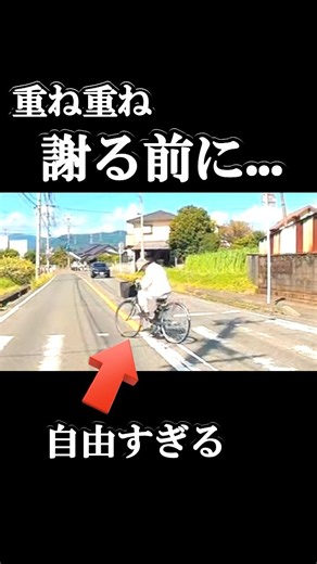 【ヒヤリハット】横断歩道でも自転車は車両！急なななめ横断に急制動…2度ペコペコ謝る前にルールを守ってくれ！