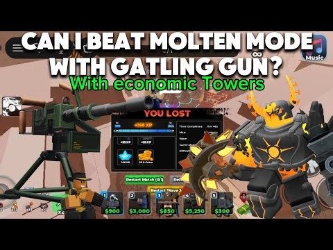 Can I beat Molten Mode With Gatling gun? | Tower Defense Simulator