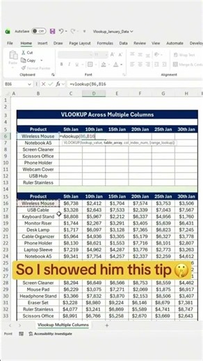 VLOOKUP for each column Large Data