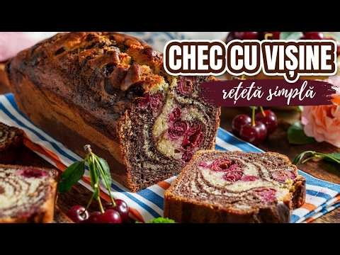 Cel mai pufos chec cu visine, marmorat si plin de aroma, facut fara mixer