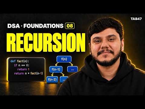 Recursion in Python Explained | Call Stack, Base Case & Tracing (DSA) | Tab 47