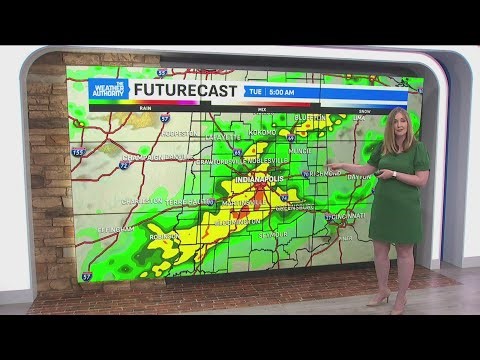 Warmest of the week with a few showers Monday