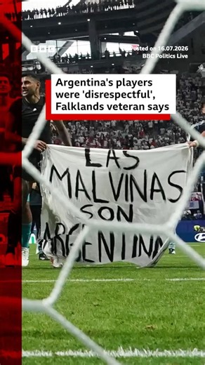 UK says Falklands Islands "definitely ours" after Argentina World Cup banner. #BBCNews