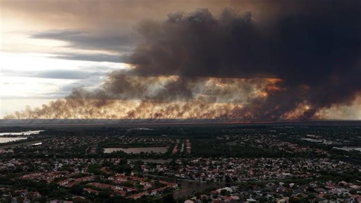 Two massive wildfires burn across South Florida near Everglades