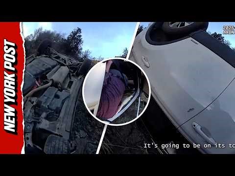 Moment Hero Deputy Saves Driver From Flipped Over Highway Car Crash