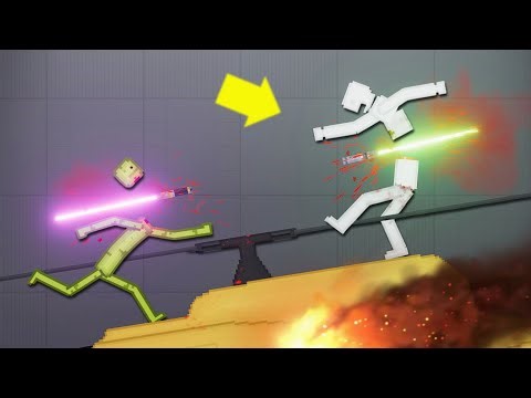 People Playground vs Melon Playground with Lightsaber on High Tower