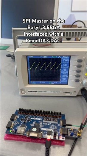 Custom SPI Master on the Basys 3 interfaced with a PmodDA3 DAC to generate a triangular wave.