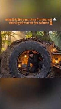He Turned a Giant Tire Into a Winter Home! ❄️#shorts