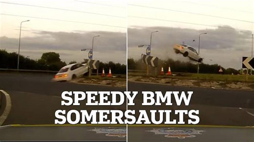 Moment drug-driver crashes BMW after 140mph police chase