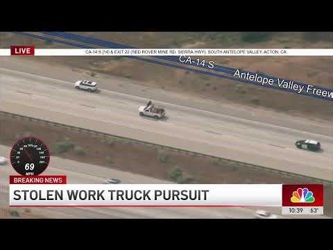 Live: LA work truck chase