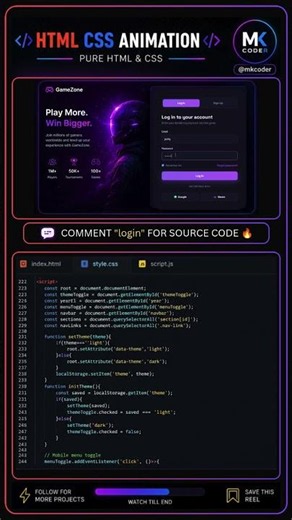 Responsive Login Form Using HTML CSS & JavaScript | Login Page Tutorial | MK Coder like and follow