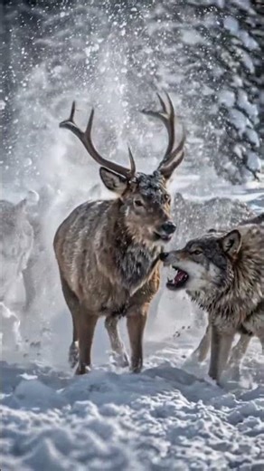 Wolves Chase a Deer Through the Frozen Forest #nature #wildlife #animals
