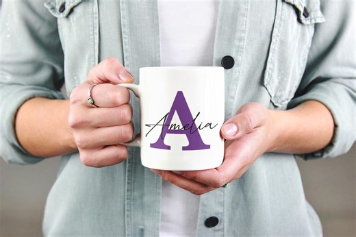 Customised Handmade Initial Mug,10 Oz, Personalised Name, Gift for Her - Him - Etsy Canada