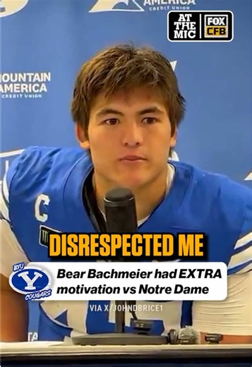 Bear Bachmeier had some strong words for Notre Dame after leading BYU to a 28-24 win (via X/JohnDBrice1) #byu #notredame #cfb #sports #viral