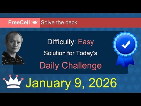 Microsoft Solitaire Collection: FreeCell - Easy - January 9, 2026