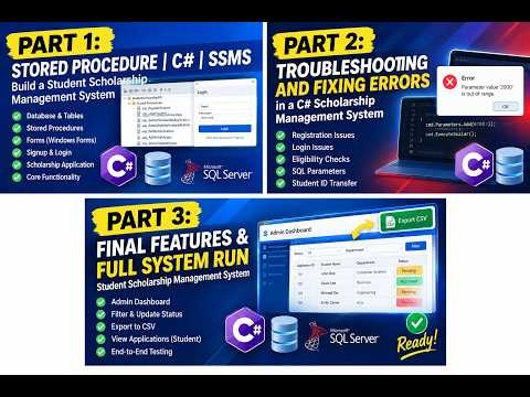 PART1: STORED PROCEDURE | C# |SSMS Build a Student Scholarship Management System