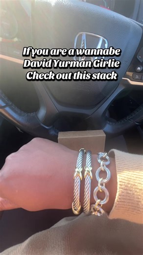 Omgee this bracelet stack is stunning in person! Set of 3- 2 bangles and 1 chain link two tone bracelet set. I get compliments everytime I wear them! @Aprilery Jewelry-US #braceletstacks #highendjewelry #jewelrytiktok