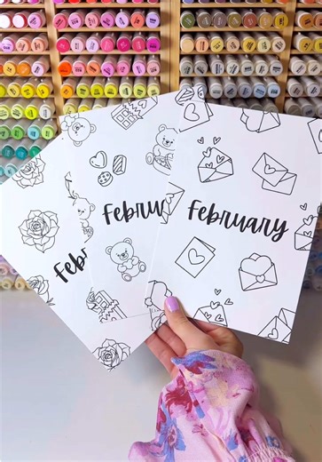 It’s time to start coloring my February journal pages 💕 Which theme should I colour in first? 1) Teddy bears 🧸 2) Love letters 💌 3) Roses 🌹 I’ll start coloring them tomorrow 🥰✨ #bulletjournal #journaling #junkjournal #valentines #february