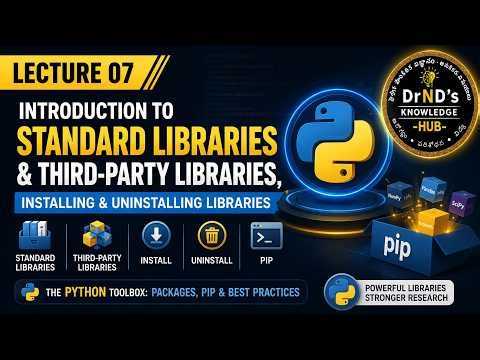 Lecture 07 | Standard Libraries vs Third-Party Libraries | Install & Uninstall Packages using PIP